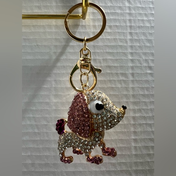 2 Rhinestone Dog & Cat Bag Charms / Keychains - Picture 2 of 3